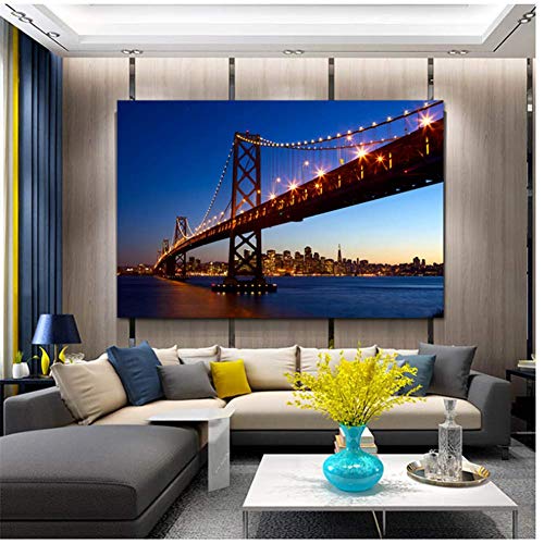 lienzo pintura san francisco decoración de la pared imagen golden gate bridge póster e impresión de arte de la pared para oficina granja decoración del hogar-60x90cmx1pcs- Sin marco