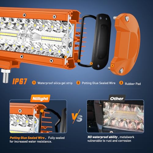 image for Nilight LED Light Bar 2PC 6.5Inch 120W Flood Spot Combo Triple Row Dri
