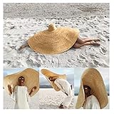 Wenini 2019 Hottest Womens Fashion Huge Sun Hat, Novelty Unisex Summer Large Sun Hat Beach Anti-UV Sun Protection Foldable Straw Cap Cover, Suitable for Most (Khaki, Free Size - 35.4inch Diameter)
