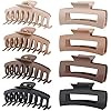 LuSeren Hair Clips for Women 4.3 Inch Large Hair Claw Clips for Women Thin Thick Curly Hair, Big Matte Banana Clips,Strong Hold jaw clips,Neutral Colors