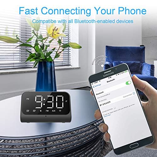 image for Wisoee Bedside Clock Radio, Digital Alarm Clock with Bluetooth Speaker