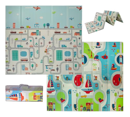 VeloVendo® - Manta de Juego Plegable para bebé XPE | Alfombrilla Estampada en Ambos Lados (XPE Coches)