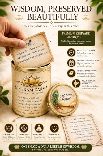 Image of Bhagavad Gita Daily Reflection Cards (70 Shlok Wisdom Cards) | 7 Chakra Bracelet | Sanskrit Shlokas with Meaning | Spiritual Mindfulness Practice | Gift-Ready Eco-Friendly Packaging