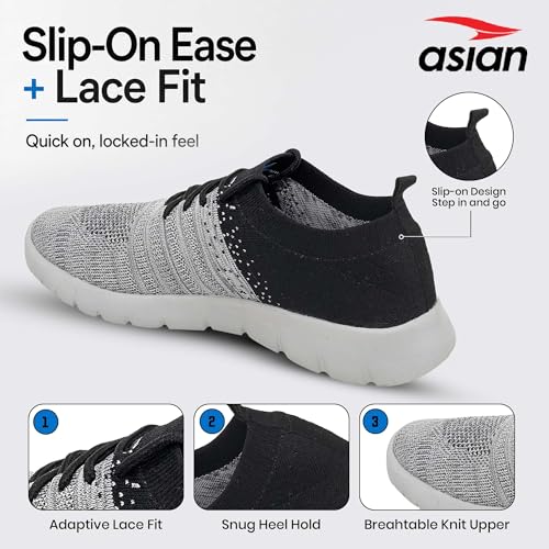 Image of ASIAN Storm-02 Men's Walking Shoes with Stretch-Knit Fit, Nitro Capsule Cushioning & Flexible Lightweight Sole