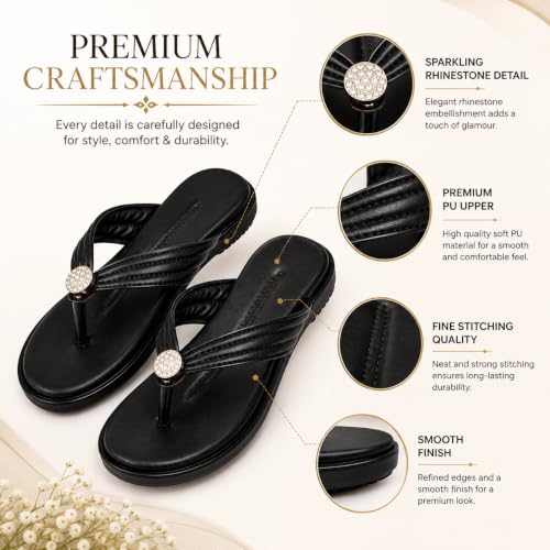 Image of Women Stylish Toe Ring Flats | Cushioned Comfort Slip-On Sandals | Anti-Slip Daily Wear| Lightweight Casual Footwear KS913