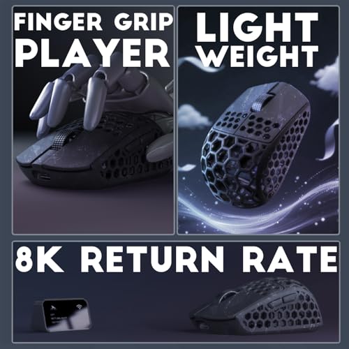 Image of Darmoshark M5Air Mini Fingertip Grasp Gaming Mouse Carbon Fiber,Tri-Mode 8K /Bluetooth Mouse Up to 30000DPI,PAW3950 Optical Sensor Lightweight 31g,5 programmable Button,Computer Mouse for Laptop,PC,Mac