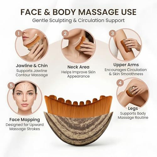 Image of Big Lymphatic Brush for Face Massage - Big Size Lymphatic Contour Face Brush, Guasha Dry Brushing Tool for Daily Skincare Routine, Gentle Facial Massage Brush for Men & Women