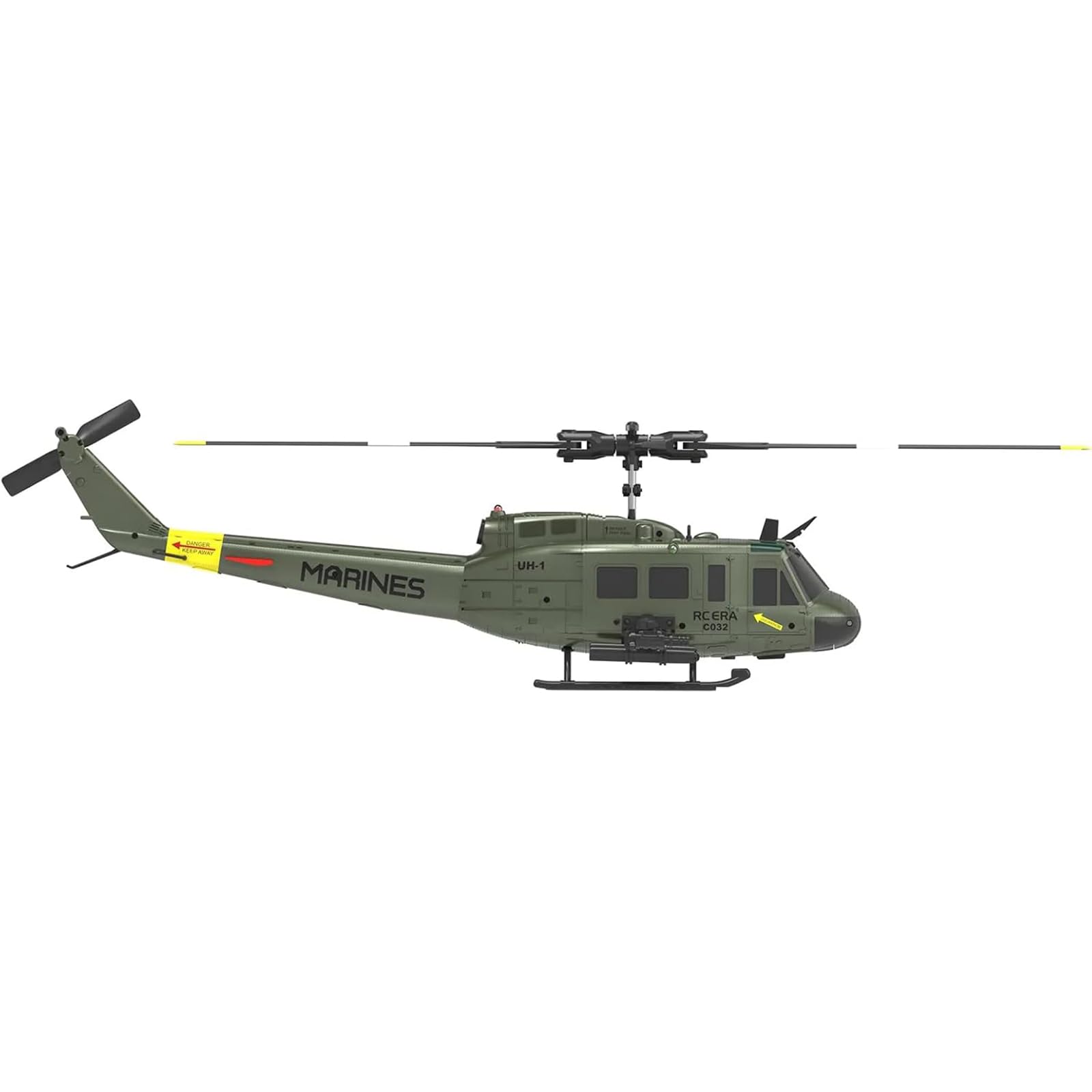 C032 Helikopter RC dla dorosłych, UH-1 6CH Wojskowy helikopter RC ze stabilizacją żyroskopową, prezent dla entuzjastów wojskowości,Green,2 Battery