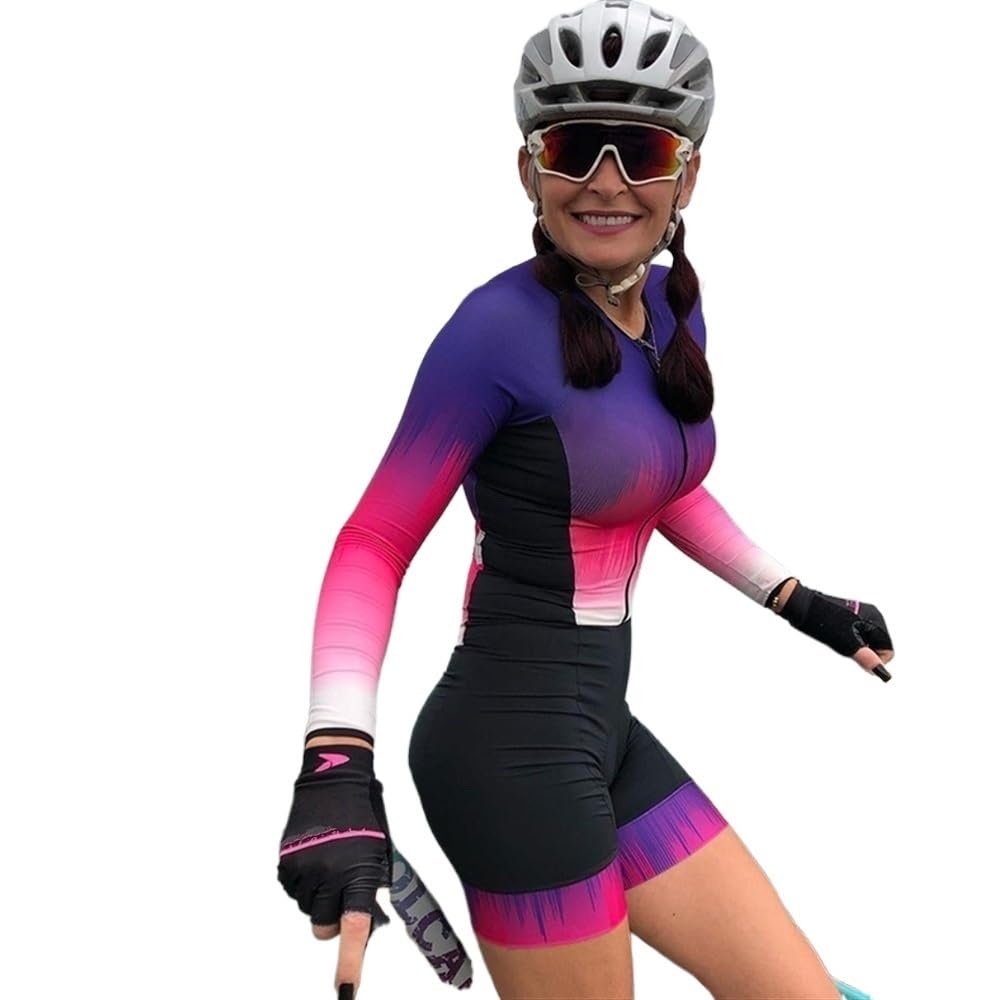 Tuta da Triathlon Maglia da Ciclismo da Donna Set Tuta Abbigliamento Bike Dermotuta Tuta da Ciclismo Manica Corta Lunga Abbigliamento Sportivo (Color : 08, Size : Small)