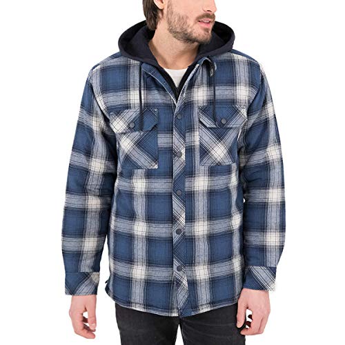 Boston Traders Men's Hooded Shirt Jacket, Dark Denim (Blue), Size XXXL (3XL)