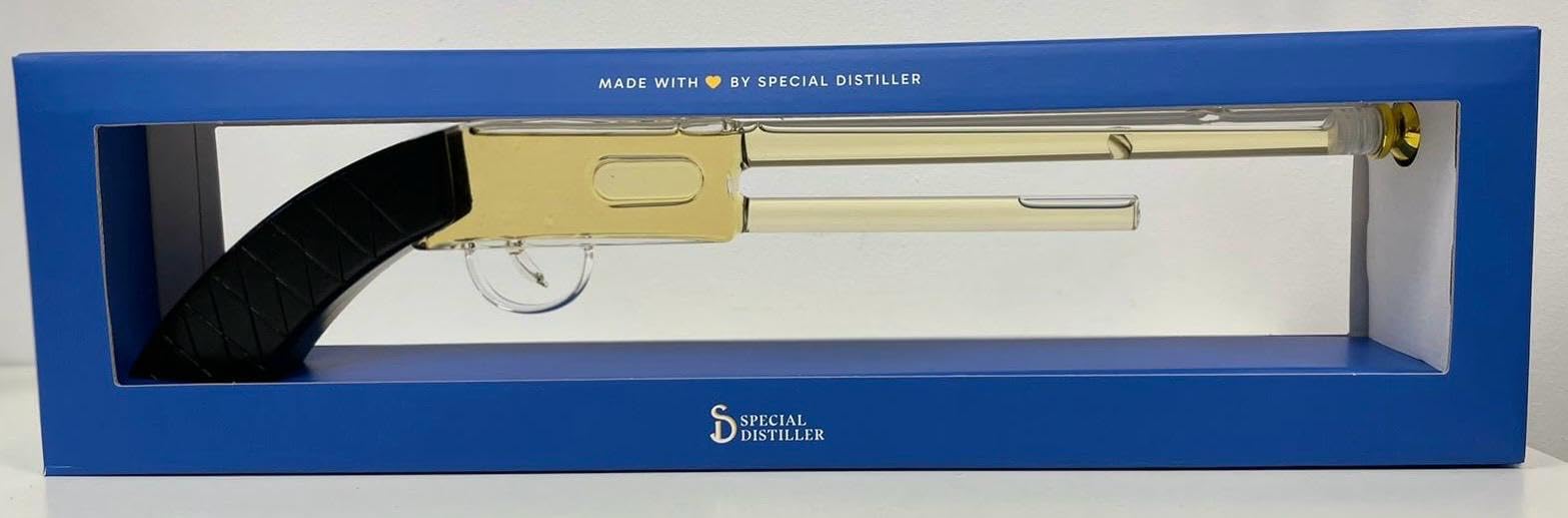 Bottiglia a Forma di Fucile con Grappa, 2 Centiliters, Oro, Bottiglia Regalo, Fucile con Liquore, Gift Ideas