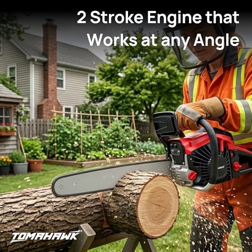 Image of TOMAHAWK GCS-4618 Gasoline Chain Saw | Lightweight 58CC, 2-Stroke Engine Adjustable Auto Chain Oiler Ideal for Wood Cutting and Pruning | Chainsaw for Home, Workshop & Professional Use
