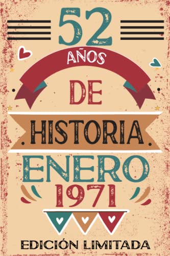 52 Años De Historia Enero 1971: Libro de visitas, cuaderno, 110 páginas de felicitaciones, idea de regalo, regalo Para la esposa, novia, mujer, La madre