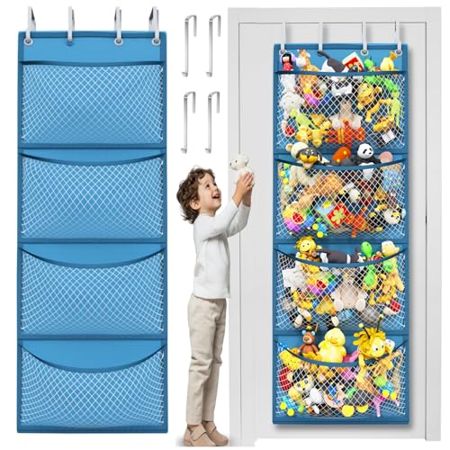 Image of Honeyera Storage for Stuffed Animal - Over Door Organizer for Stuffies, Baby Accessories, and Toy Plush/Easy Installation with Breathable Hanging Pockets