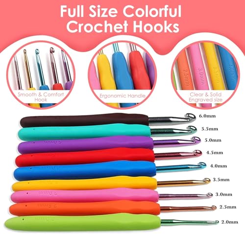 Image of The Wooly Wonders Beginners Crochet Kit, Adults Include 5 Yarns, 59pcs Crochet Starter Kit for Beginners Kids, Crochet Hooks, Stitch Markers, Storage Bag, All in One Multi