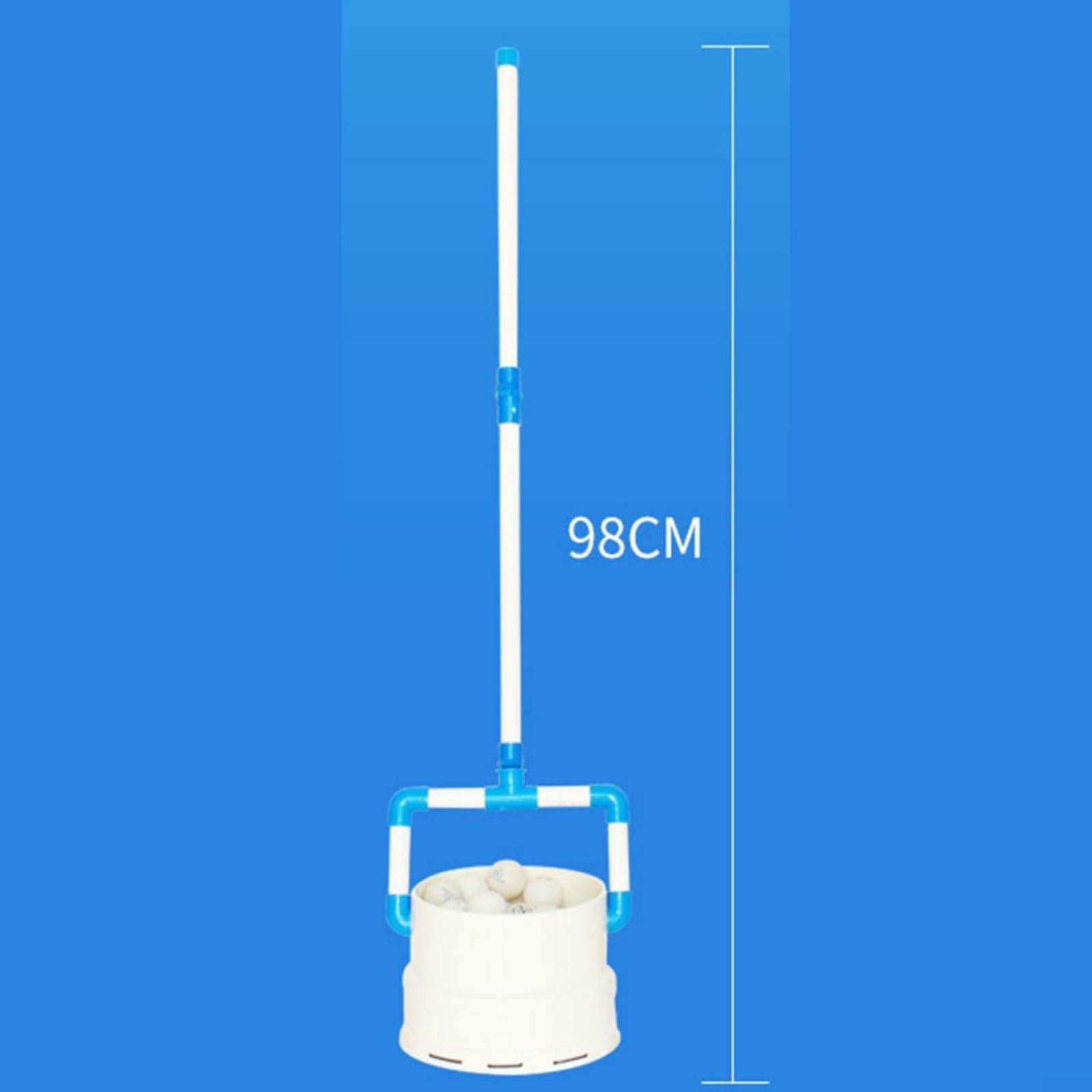 Recupero di palline da ping pong, portatile in plastica con manico staccabile, contenitore multi-angolo per 40 o 80 palline (può contenere 40 palline)