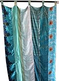 Mango Gifts India Old Sari Multicolor Curtain Door Drape Turquoise