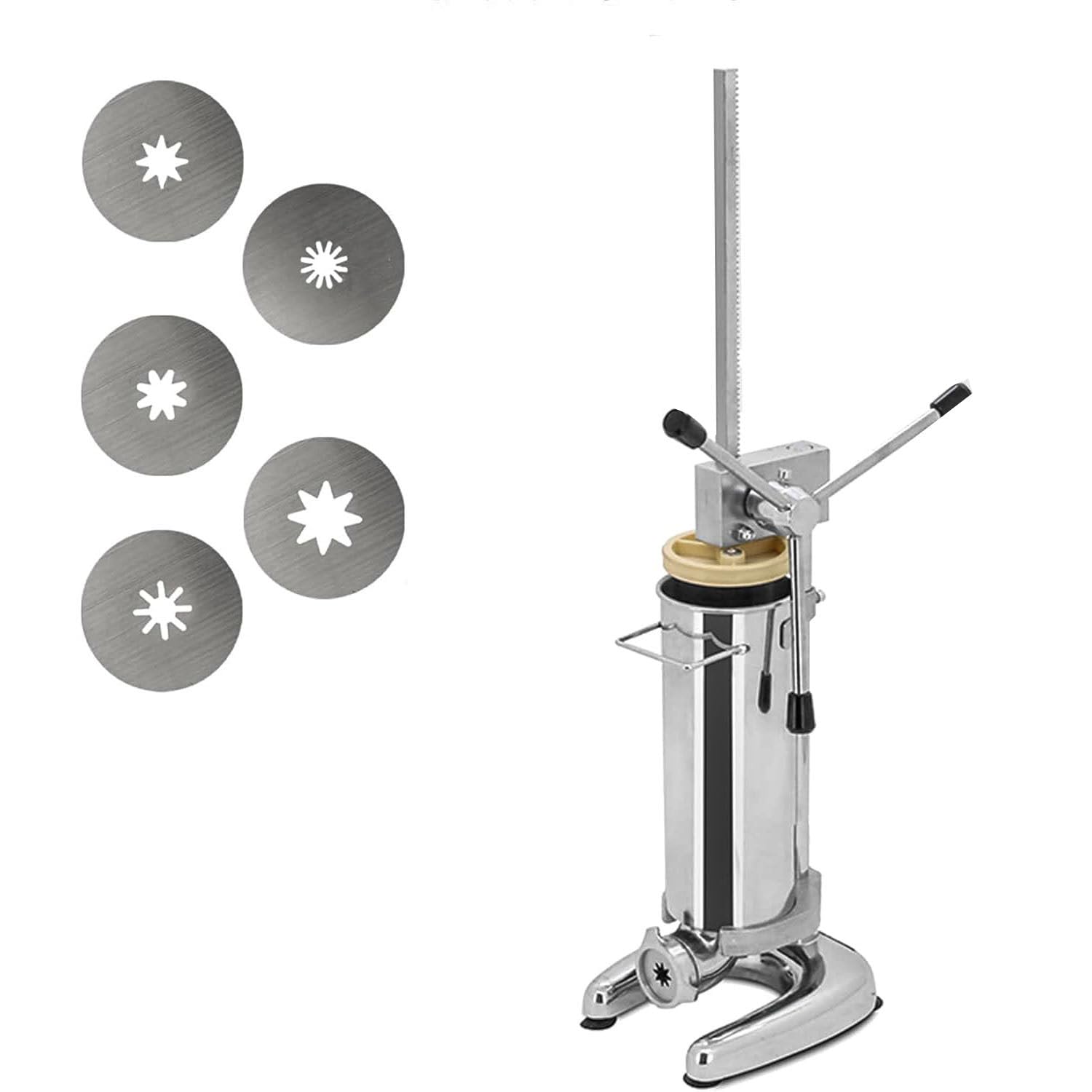 CelyToe Commercial Churro Maker & 3L Manual Churrera Machine, Spanish Donut Filler with 5 Nozzles, Detachable & Easy Clean for Bakeries Restaurants Food Trucks