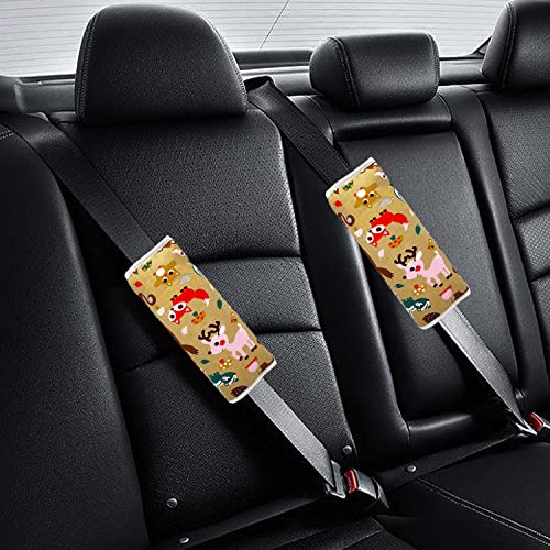 Image of 2Pcs Children Car Seat Neck Cover for Kids, 5-16 Years Seat Belt Cushion Cute Cartoon Pattern, Comfortable Soft Car Seat Belt Pads Cover Neck Support Travelling (Rabbit)