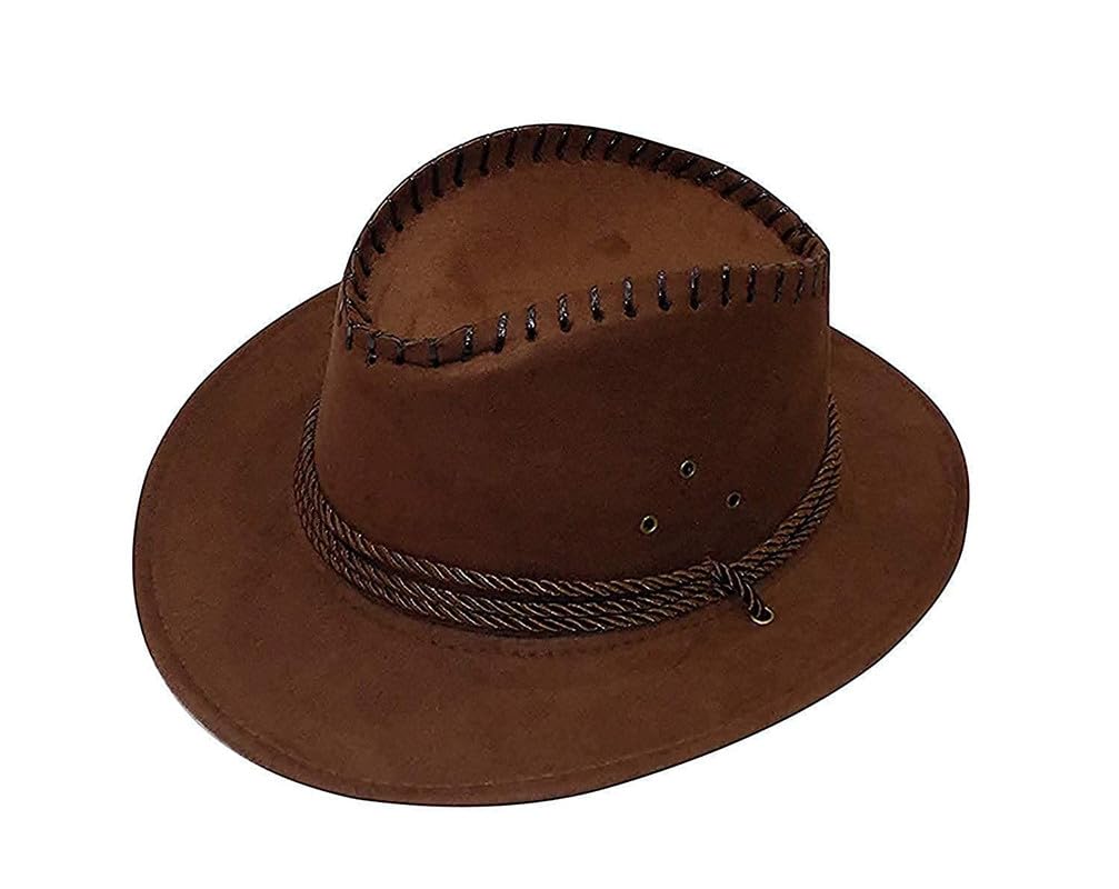 Fashionio-Cowboy Hat for Men's and Women's Fedora Hat for Travel and Picnic Wear Use Western Hat (Brown)