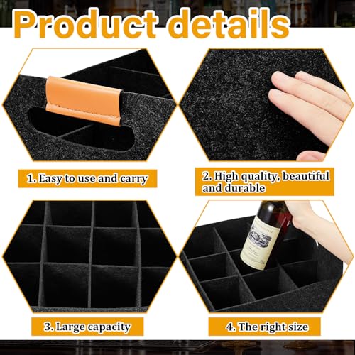 Peryiter 2 Pcs 12 Bottles Wine Carrier Tote 14.6 x 12.6 x 10.6, Black by Peryiter - Used condition - Image 4