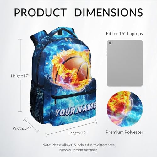 Boys Backpack - Personalized Basketball Backpacks for Kids - Custom Sports Bookbag for Teens - Lightweight School Bag for Elementary(17 Inch)3