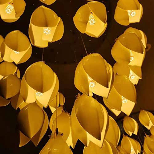 Chandelier céramique moderne Petal plafonnier suspension design blanc - 4