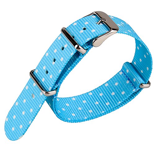 20mm Light Blue Nylon Fabric Cute Watchband Watch Woven Wristwatch Band