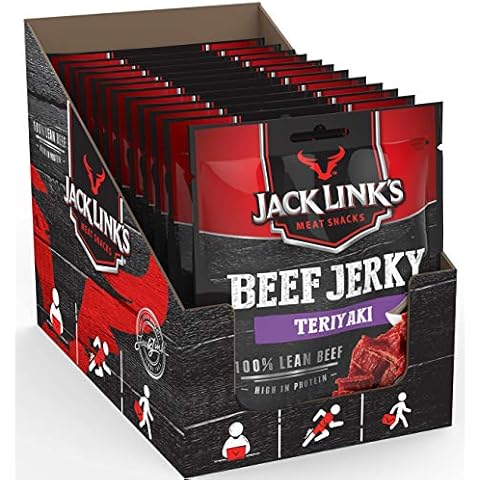 Jack Links Beef Jerky Teriyaki - 12er Pack (12 x 70 g) - Proteinreiches Trockenfleisch vom Rind - Getrocknetes High Protein Dörrfleisch Cover