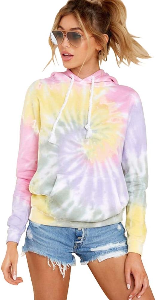 Sudadera con capucha Tie Dye, de manga larga, con cordón para mujer,  sudadera con capucha, informal, suelta. : Ropa, Zapatos y Joyería -  Amazon.com