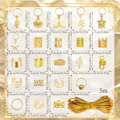 Juego 249 Piezas Joyas Doradas para Trenzas y Pinzas miniatura 6