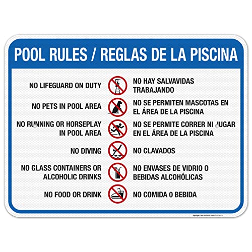 Cartel reglas piscina reflectante 18x24 pulg miniatura 1