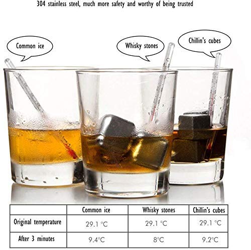Image of Anything & Everything Stainless Steel Ice Cubes (Pack of 4),Whiskey Stones, Reusable Chilling Stones with Tongs for Whiskey Wine, Vodka, Liqueurs, White Wine, Beer, Stainless Steel ice Cubes