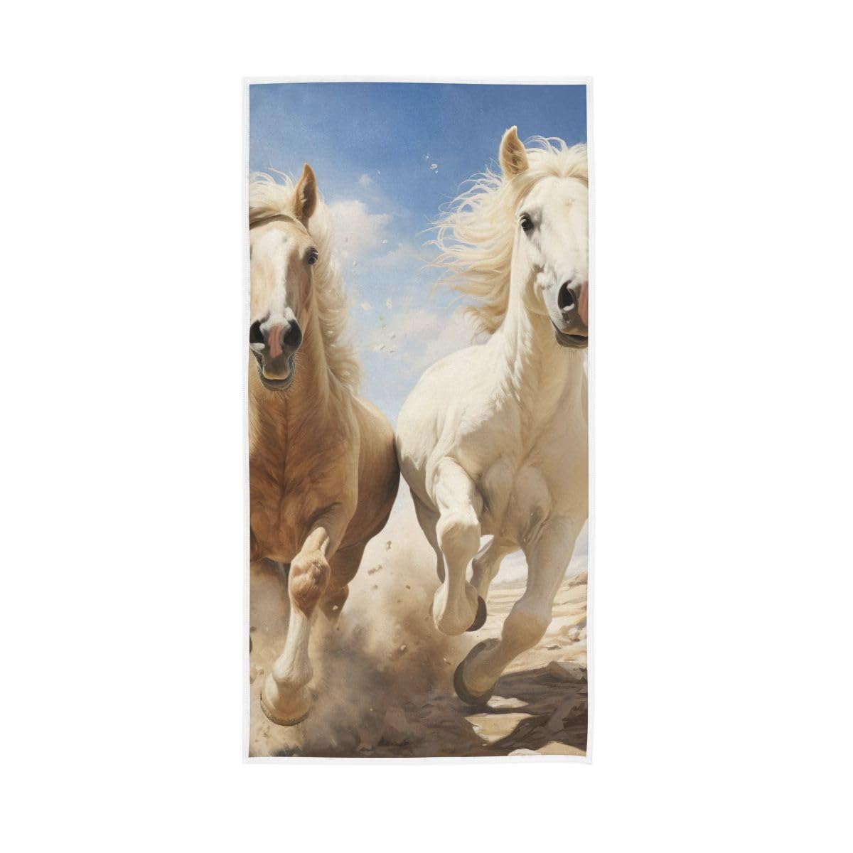 LSRCPD Running Horses Hand Towel, Multipurpose Spa Towels for Bathroom, Gym, Hotel, Spa 15 x 30 Inches