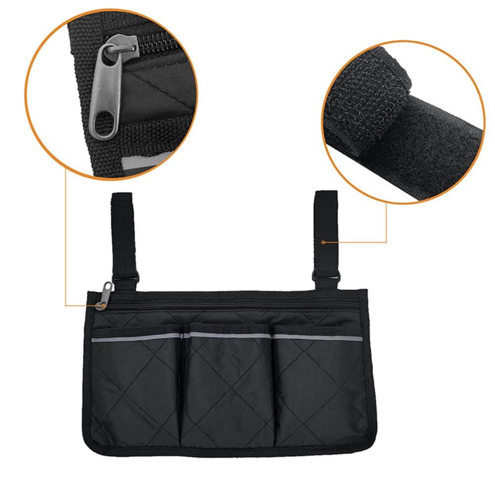 Bolsas organizadoras Laterales para sillas de Ruedas, Bolsa para reposabrazos con Banda Reflectante para andadores, sillas de Ruedas manuales o eléctricas, Compatible co