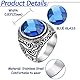 JewelryWe Ringe Herren Vintage Edelstahl: Herren-Ring Klassiker Retro Charm Blumen Schnitzerei Band Ring mit Glas Stein Blau Silber Größe 65