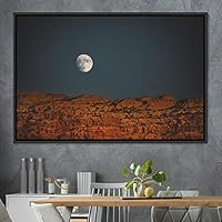 Framed Canvas Wall Art Lunar Aerial Astronomy & Space Expressive Global Moon Multicolor Photography Realism Warm - 16x24 inches