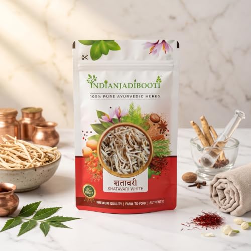 Image of IndianJadiBooti Shatavari White (Asparagus Racemosus) - 100g Satavar Sabut | Premium Ayurvedic Herb for Women's Wellness, Lactation Support & Vitality | Natural & Raw