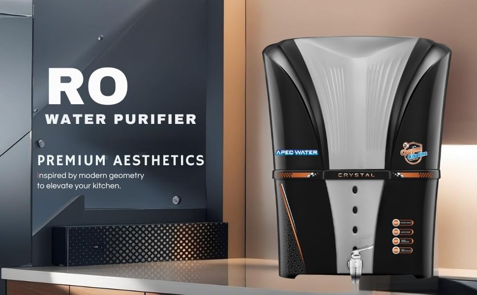 Image of Apec Water Alkaline RO Water Purifier with Bio Copper and Alkaline Filter Technology Purification, UV, UF and TDS Controller | 12Litre | Fully Automatic Function and Best For Home and Office Black 12L