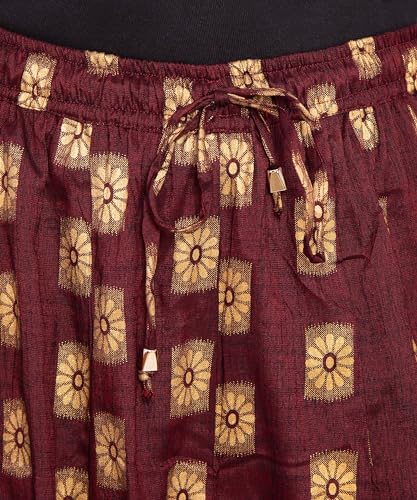Image of TNQ Full Flared Cotton Palazzo Pants || Gold Print Printed Sharara Garara || Ethnic Or Casual Wear
