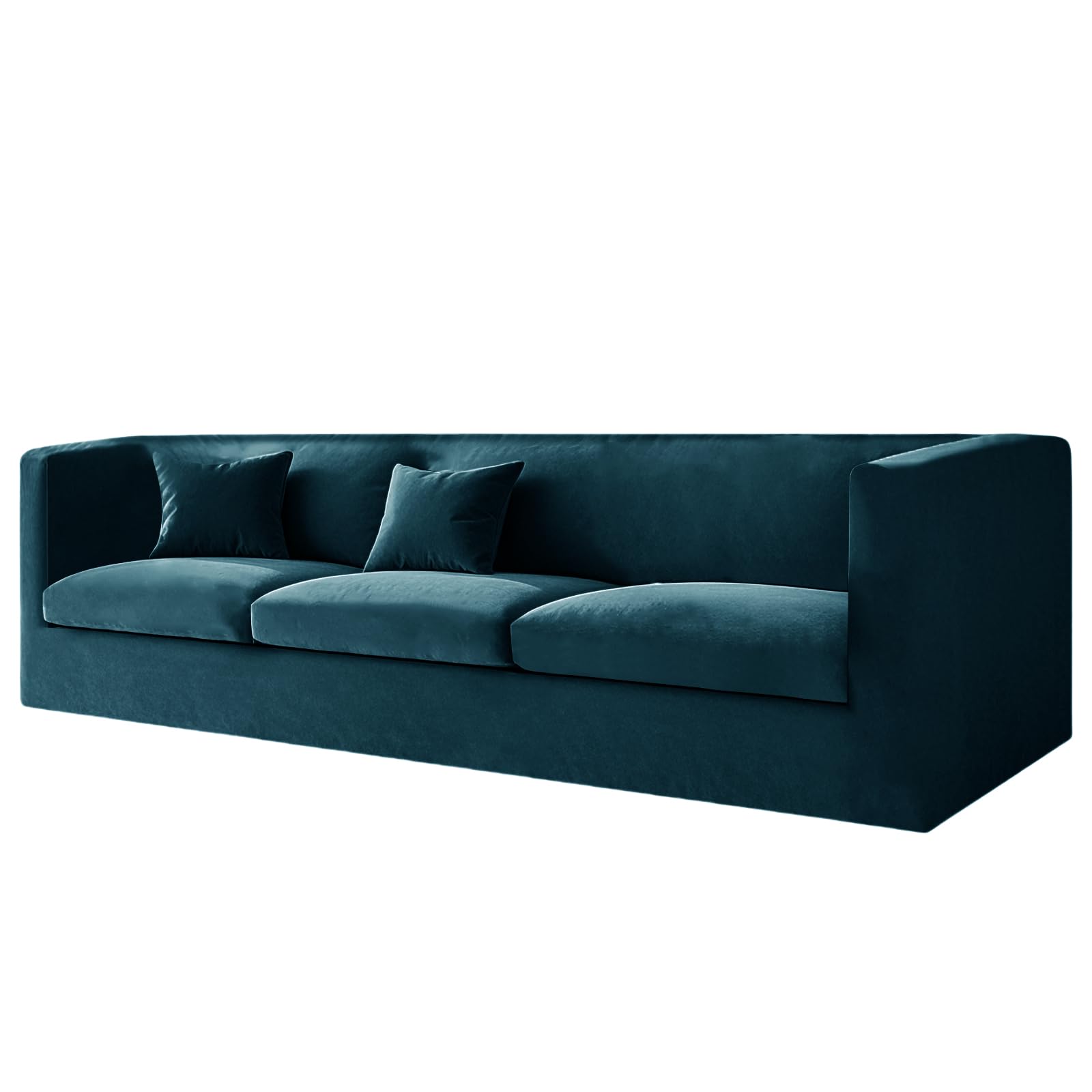 KYJSW High Stretch Chesterfield Sofa Cover Velvet Couch Cover With Seat Cushion Cover Non-Slip Sofa Slipcovers With Armrests For Living Room (Blue green,SOFA+3 LARGE SEATS)