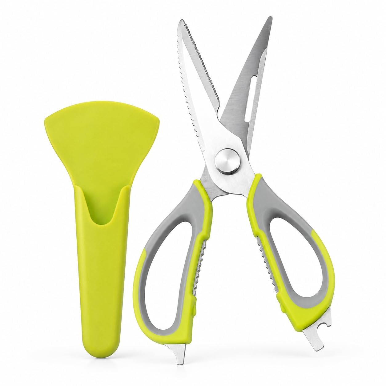 DEVHEART Heavy Duty Kitchen Scissors 7 in 1 Tool Stainless Steel Multipurpose Use for Detachable Mighty Shears for Chicken, Fish, Meat-Vegetables-Bones-Flowers-Nuts-Herbs