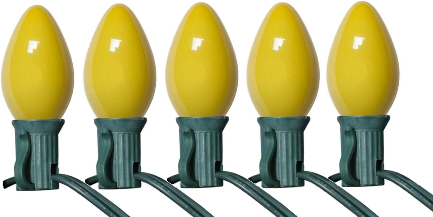 Yellow Christmas String Lights Old Fashioned Ceramic C7 Christmas Tree Lights 25