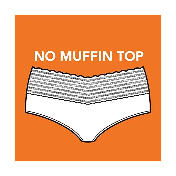 Olga Warner's Women's No Pinching No Problems Dig-Free Comfort Waist with Lace Microfiber Hipster 5609J, Toasted Almond, Large