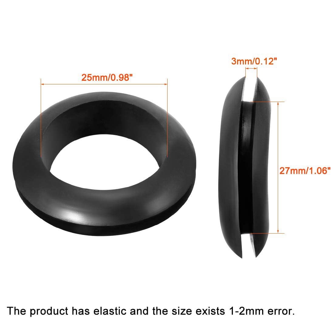 TA-VIGOR 20Pcs Rubber Grommets Cable Wire Protector, 25mm Conductor Wiring Blanking Gasket Ring Grommets - Image 2