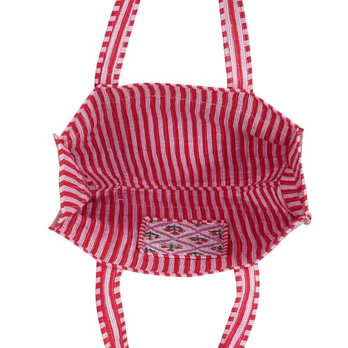 Image of Cotton Tiger Block Print Tote Bag, Indian Handmade Shopping Shoulder Bag, Unisex Market Daily Use