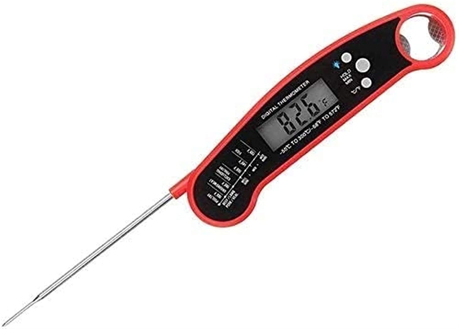 IP67 Termómetro de carne de lectura instantánea digital impermeable con retroiluminación y ranura magnética y función de calibración plegables de 13 cm para cocinar dulces de comida, BARBACOA Pa