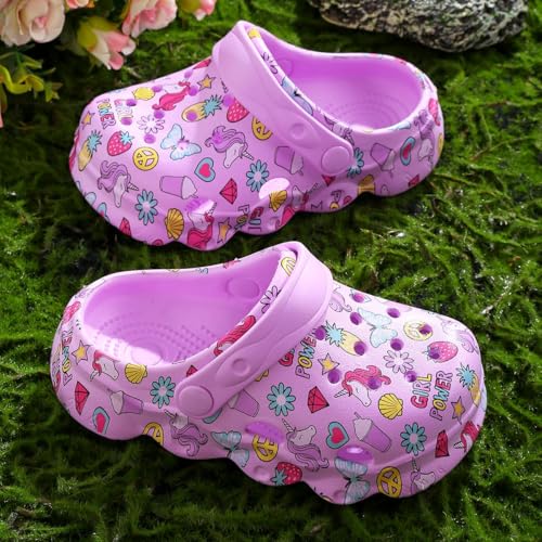 Image of Toddler Clogs for Girl Lightweight Kid Garden Clogs Breathable Slip-on Slides Sandals Slippers Children's Beach Water Shoes (jiaoma zi, 26)
