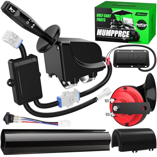 Upgraded Golf Cart Turn Signal Kit with Horn Brake Switch Pad and 9-pin Plugs Wiring Harness Universal 12V Street Legal Golf Cart Brake Light Switch Kits for EZGO Club Car Yamaha Plug & Play