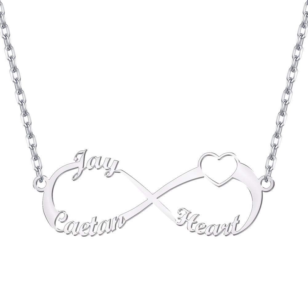Dreamdecor Personalised Infinity Name Necklace with Heart Birthstone Necklace in Silver/Gold Necklaces Best Birthday Gift Ideas for Women Girls Mother Daughter Sister Friendship